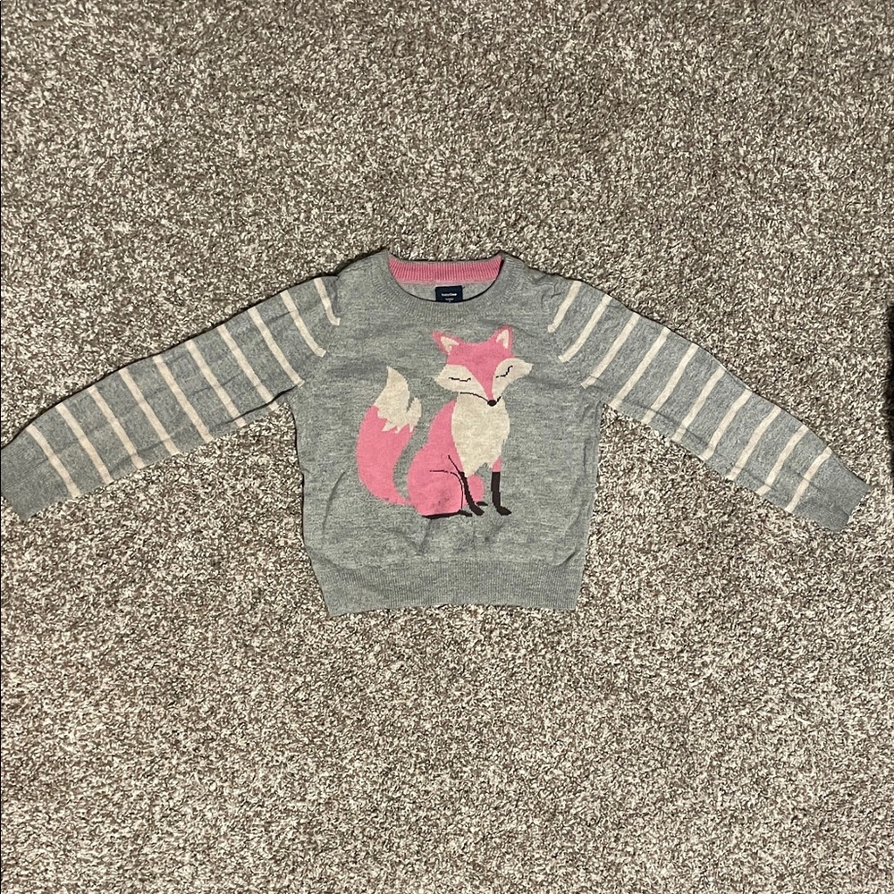 GAP Gray Kids Sweater with Pink Fox Design